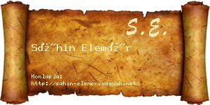 Sáhin Elemér névjegykártya